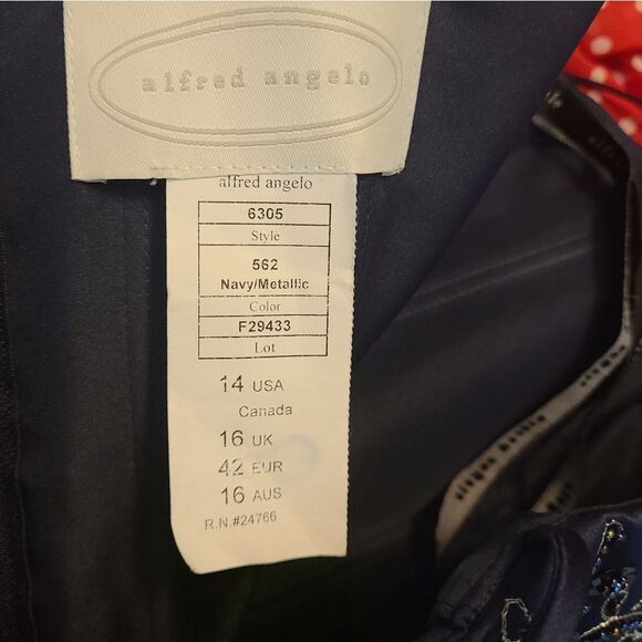 Alfred Angelo Navy Blue Beaded Formal Prom Evening Gown - Picture 3 of 13